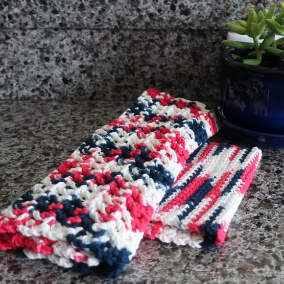 Multicolored Crochet Dish Drying Mats 100% Cotton Kitchen - Picture 4 of 10